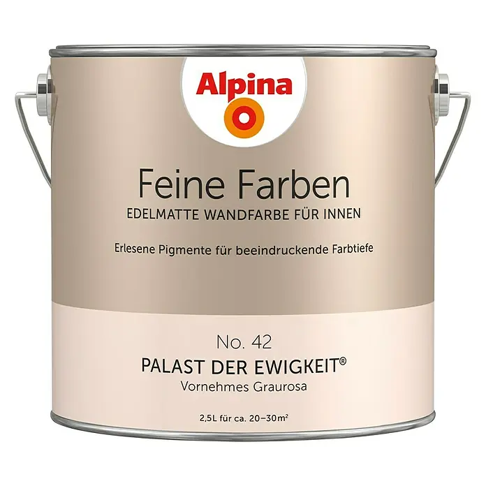 Alpina Wandfarbe Feine FarbenPalast der Ewigkeit, Matt, 2,5 l, Konservierungsmittelfrei - Dose Alpina Feine Farben "Palast der Ewigkeit". Edelmatte Wandfarbe für Innen mit erlesenen Pigmenten für beeindruckende Farbtiefe.