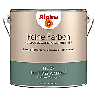 Alpina Wandfarbe Feine Farben (2,5 l, Held des Waldes, No. 37 - Dunkles Moosgrün, Matt, Konservierungsmittelfrei)