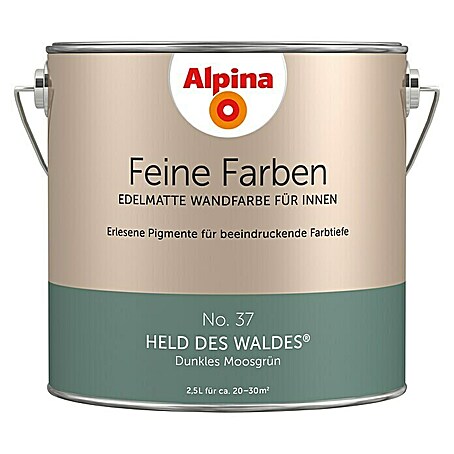 Alpina Wandfarbe Feine Farben (2,5 l, Held des Waldes, No. 37 - Dunkles Moosgrün, Matt)