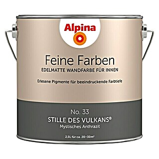 Alpina Wandfarbe Feine Farben (2,5 l, Stille des Vulkans, No. 33 - Mystisches Anthrazit, Matt, Konservierungsmittelfrei)