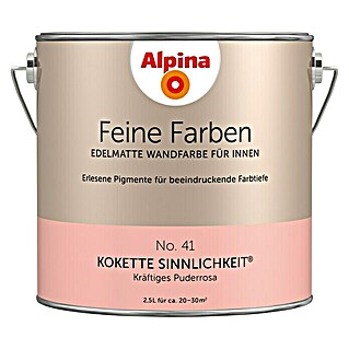 Alpina Wandfarbe Feine Farben (2,5 l, Kokette Sinnlichkeit, No. 41 - Kräftiges Puderrosa, Matt, Konservierungsmittelfrei)
