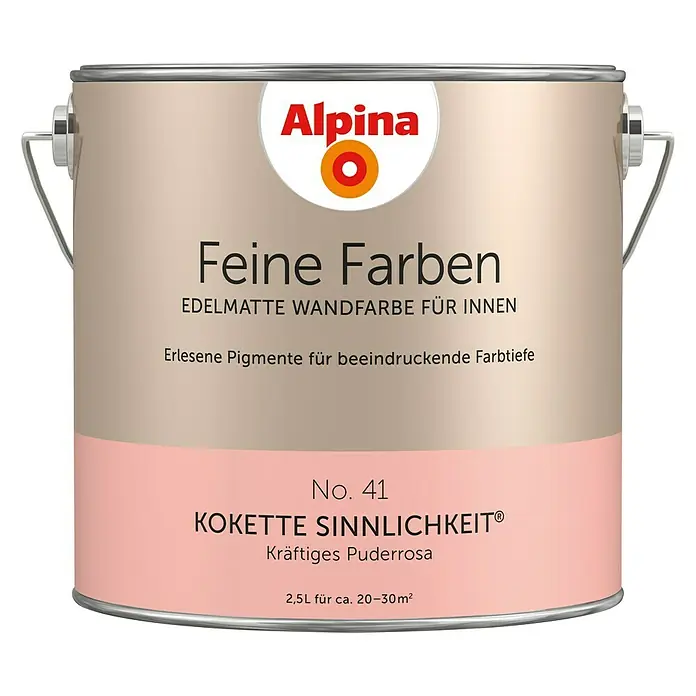 Alpina Wandfarbe Feine Farben - Kokette Sinnlichkeit, Matt, 2,5 l, Konservierungsmittelfrei - Dose Alpina Feine Farben "Kokette Sinnlichkeit" edelmatte Wandfarbe für Innen, 2,5L.