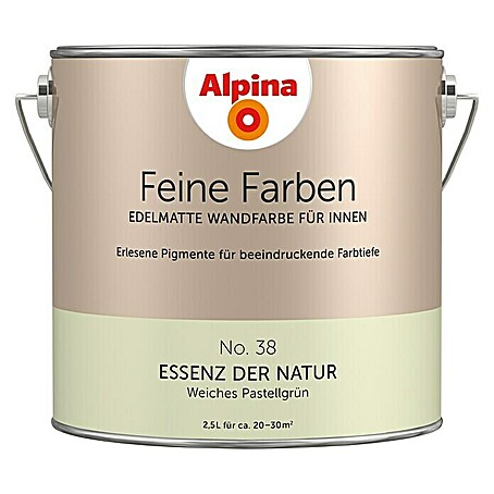 Alpina Wandfarbe Feine Farben (2,5 l, Essenz der Natur, No. 38 - Weiches Pastellgrün, Matt, Konservierungsmittelfrei)