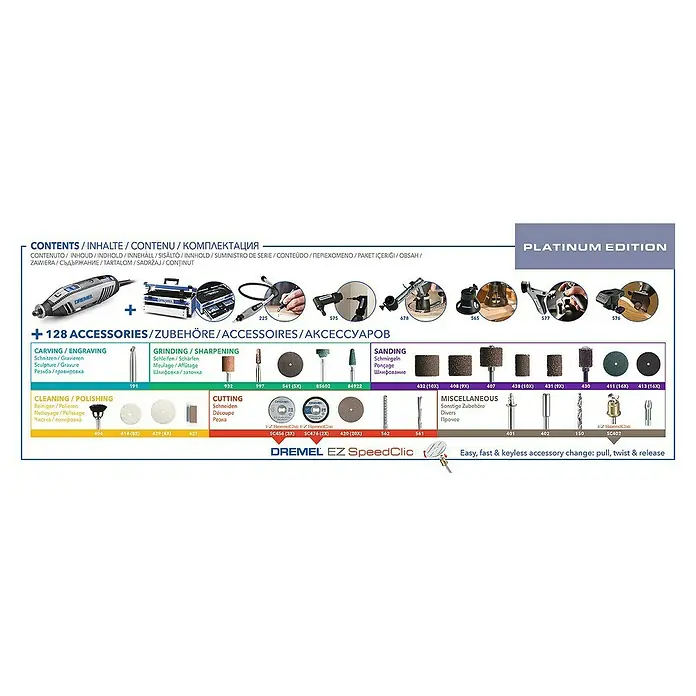 Dremel Multifunktionswerkzeug 4250-6/128 - 175 W, 5.000 U/min - 35.000 U/min - Dremel Platinum Edition: Enthält 128 Zubehörteile zum Schnitzen, Schleifen, Polieren, Schneiden und mehr. Für Heimwerker und Profis.