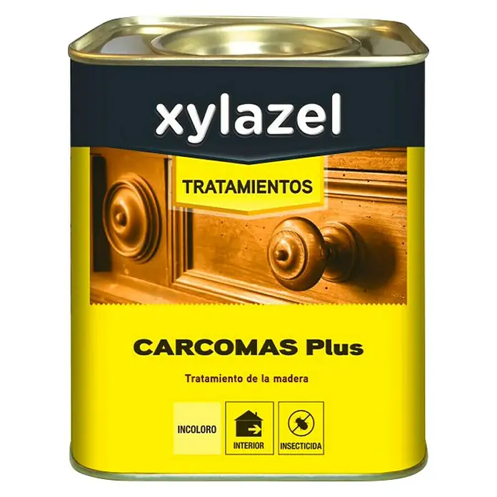 Xylazel Matacarcomas Plus - 2,5 l - Bote de tratamiento para madera Xylazel Carcomas Plus. Tratamiento de la madera, incoloro, para interiores, con efecto insecticida.