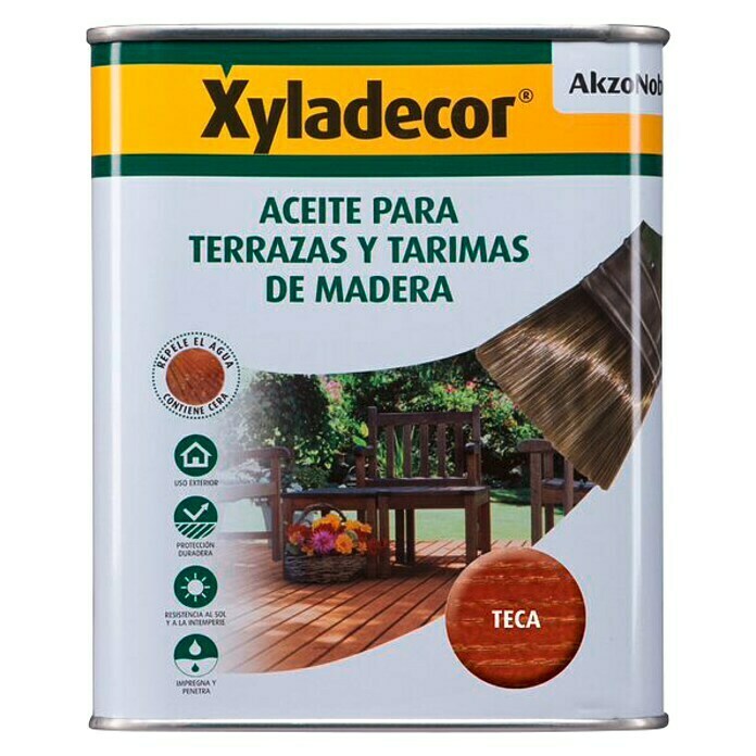 Xyladecor Aceite para terrazas y tarimas de madera (Teca, 750 ml)