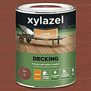 Xylazel Protector para madera Lasur al agua Decking (Teca, 4 l)
