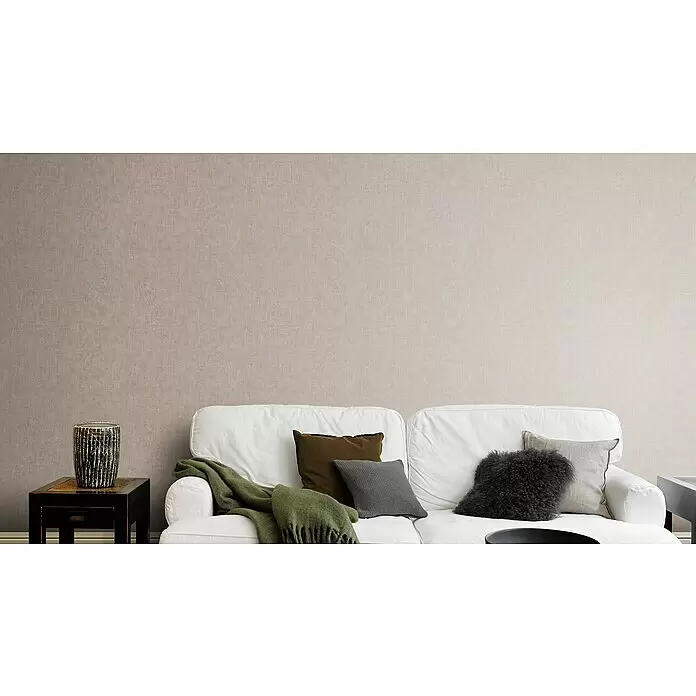 Rasch LOFT Vliestapete Uni - Braun, Betonoptik, 10,05 x 0,53 m - Stimmungsaufnahme