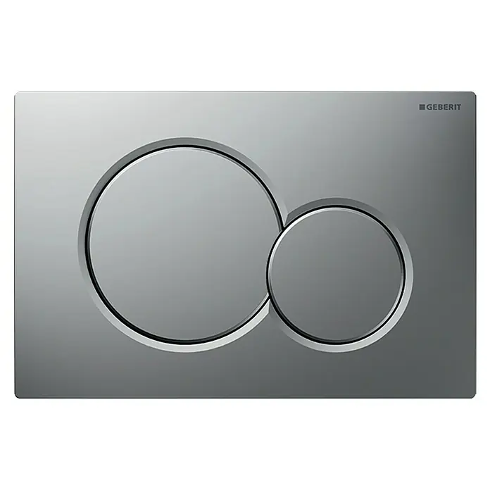 Geberit Betätigungsplatte Sigma 01 - 115.770.JQ.5 - Chrom matt, 2-Mengen-Spülung - Geberit Betätigungsplatte mit zwei runden Tasten für die WC-Spülung. Silberfarbenes Design für moderne Badezimmer.