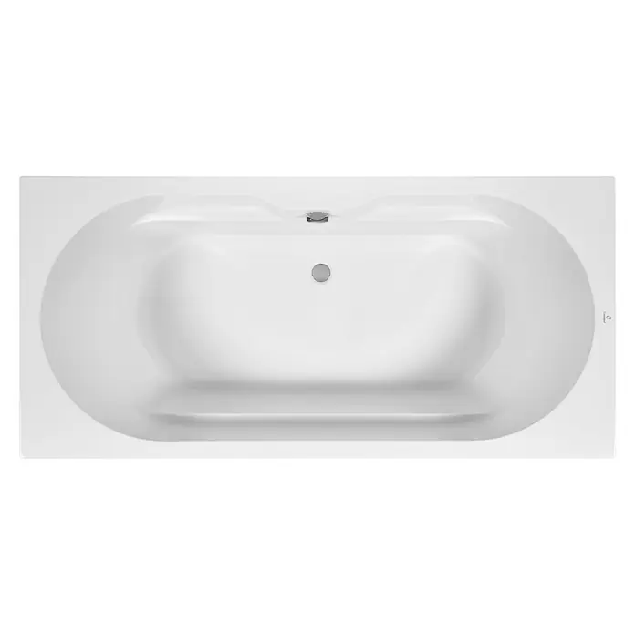 Camargue Montpellier Badewanne - 190 x 90 cm, Sanitäracryl, Weiß - Ansicht von oben einer weißen Badewanne mit rechteckiger Form und ovalem Innenraum, die Entspannung und Komfort bietet.