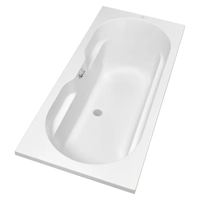 Camargue Montpellier Badewanne - 170 x 75 cm, Sanitäracryl, Weiß - Einbau-Badewanne in Weiß mit Armatur und Abfluss. Die Badewanne hat ein schlichtes, modernes Design und eine rechteckige Form.