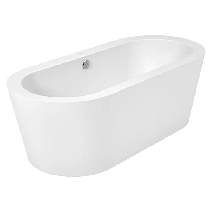 Camargue Freistehende Badewanne Style - L x B: 180 x 80 cm, Sanitäracryl, Weiß - Nahaufnahme einer freistehenden, ovalen Badewanne in Weiß. Das moderne Design prägt das Badezimmer mit Eleganz und Stil.