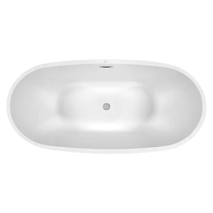 Camargue Freistehende Badewanne Phoenix - L x B: 180 x 86 cm, Sanitäracryl, Weiß - Aufsicht auf eine ovale, freistehende Badewanne in Weiß. Ideal für moderne Badezimmer mit Fokus auf Design und Komfort.