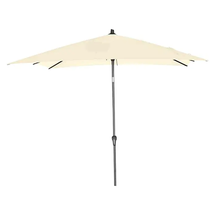 Siena Garden Marktschirm Avio - Ecru, Bespannungsmaß (L x B): 250 x 250 cm - Aufnahme eines beigefarbenen Gartenschirms mit solidem Metallschaft, ideal für sonnige Tage im Freien.