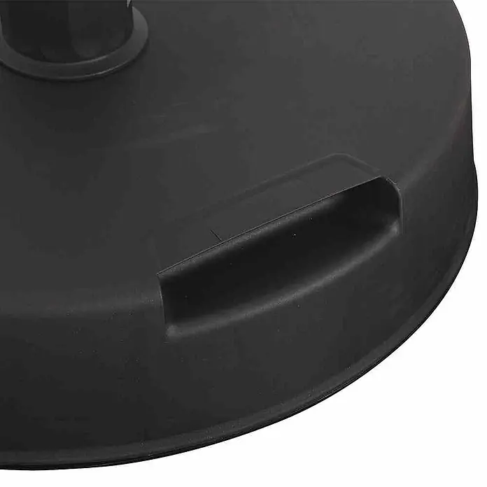 Siena Garden Schirmständer - Anthrazit, 30 kg, Für Rohrdurchmesser: 21 mm - 54 mm - Detailaufnahme eines schwarzen Schirmständers aus Kunststoff mit Griffmulde für einfachen Transport. Robust und stabil für den Außenbereich.