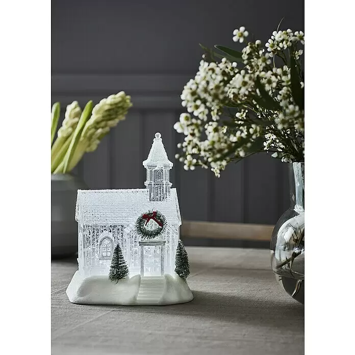 Markslöjd LED-Schneelaterne Kapelle - Innen, Transparent, 14 x 17 x 23 cm, Batteriebetrieben - Stimmungsaufnahme