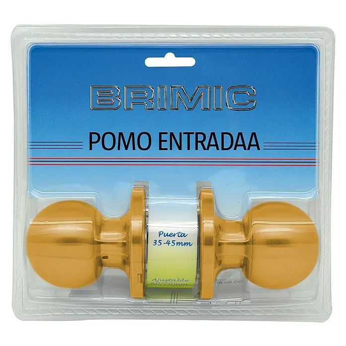 Micel Brimic Pomo giratorio de paso - Latón - Pomo de puerta dorado "Brimic Pomo Entradaa" en embalaje transparente, ideal para zonas de entrada.