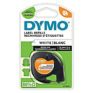 Dymo Cinta para etiquetado LetraTag (L x An: 12 m x 2 mm, Color presión: Negro, Color cinta: Blanco, Textil)