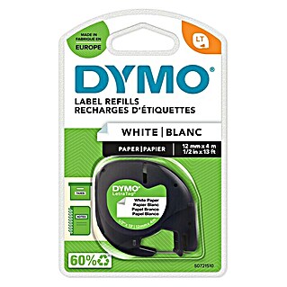 Dymo Cinta para etiquetado LetraTag (L x An: 12 m x 4 mm, Color presión: Negro, Color cinta: Blanco, Papel)