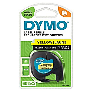 Dymo Cinta para etiquetado LetraTag (L x An: 12 m x 4 mm, Color presión: Negro, Color cinta: Amarillo, Plástico)