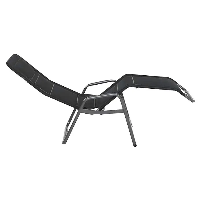 Gartenliege Fano - Schwarz, Metall, Klappbar - Ein stilvoller, verstellbarer Relaxsessel in elegantem Grau, ideal zum Entspannen im Garten oder auf der Terrasse. Genießen Sie Komfort und Stil.