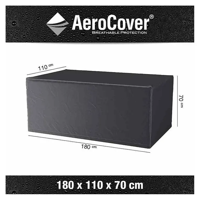 Gartentisch-Schutzhülle Aerocover - L x B x H: 180 x 110 x 70 cm, Kunststoff - Produktbild einer AeroCover Schutzhülle mit den Maßen 180 x 110 x 70 cm, ideal für Gartenmöbel, atmungsaktiv und schützend.