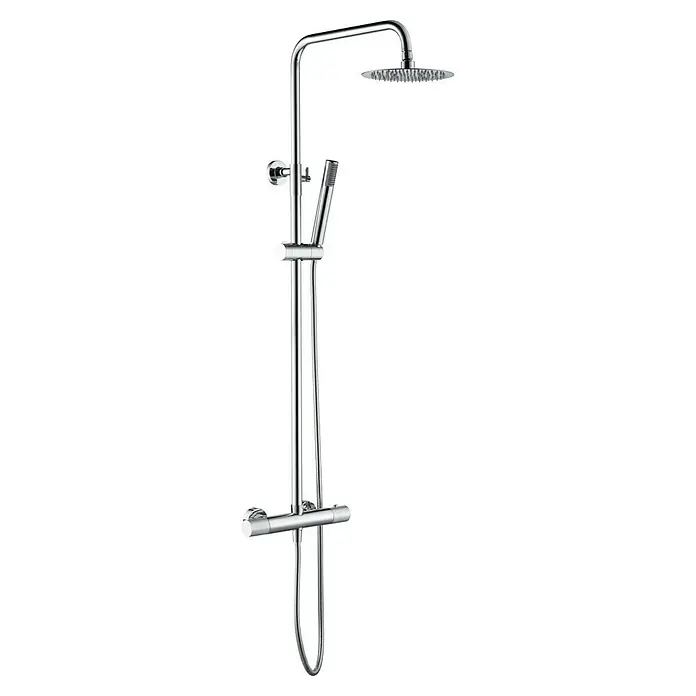 Imex Line Sistema de ducha - Con grifo termostático, Cromo - Conjunto de ducha moderno con termostato y ducha de mano para una experiencia de ducha lujosa.