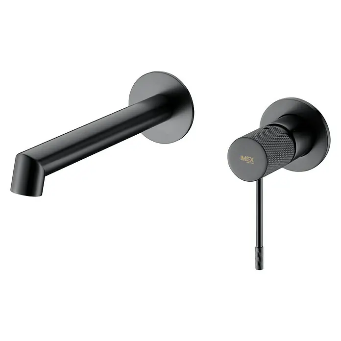 Imex Line Grifo de lavabo empotrado - Black gun metal - Elegante grifo de pared en negro mate de IMEX con un diseño moderno para baños y lavabos con estilo. La fabricación de alta calidad garantiza durabilidad.