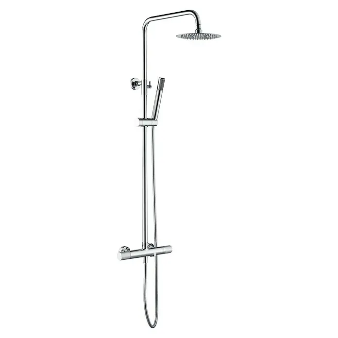Imex Line Sistema de ducha / bañera - Con grifo termostático, Número de tipos de chorro: 1 ud., Cromo - Columna de ducha cromada con rociador superior y ducha de mano. El accesorio de ducha brillante añade un toque moderno a cualquier baño.