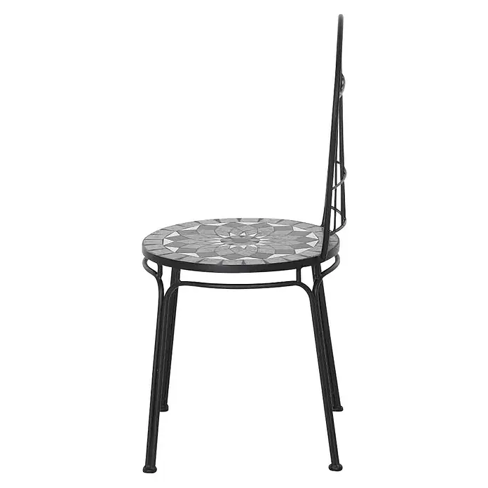 Siena Garden Gartenstuhl Como - Stahl, Stapelbar, Schwarz, B x T x H: 43 x 49 x 93,5 cm - Ein filigran gearbeiteter Stuhl mit Mosaikmuster auf der Sitzfläche, ideal für Garten und Terrasse. Das Metallgestell sorgt für Stabilität.