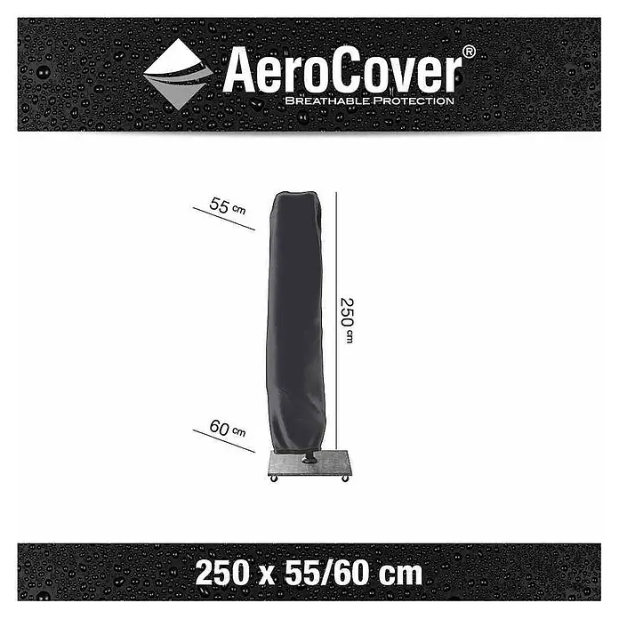 Schirm-Schutzhülle Aerocover - Passend für: Schirme bis Ø 300 cm, Kunststoff - Produktbild einer AeroCover Schutzhülle mit den Maßen 250 x 55/60 cm für den Außenbereich, ideal für den Schutz vor Witterungseinflüssen.