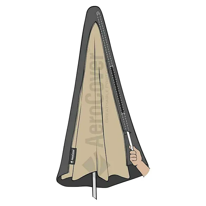 Schirm-Schutzhülle Aerocover - Passend für: Schirme bis 400 x 300 cm, Kunststoff - Abdeckung für Sonnenschirm mit Reißverschluss und Zugstange für einfaches Anbringen. Schützt vor Witterungseinflüssen und verlängert die Lebensdauer.