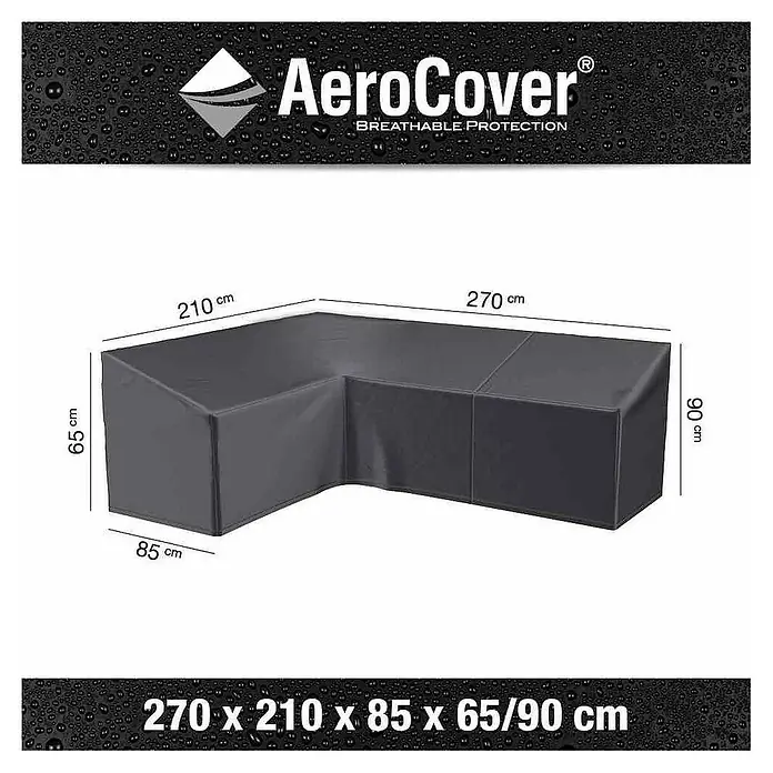 Lounge-Set Schutzhülle Aerocover L-Lounge - L x B x H: 270 x 210 x 90 cm, Kunststoff - Abdeckung für Ecksofa AeroCover, atmungsaktiver Schutz, Maße 270 x 210 x 85 x 65/90 cm, ideal für Gartenmöbel.
