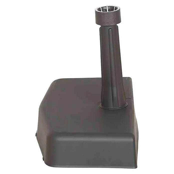 Balkonschirmständer - L x B: 50 x 25 cm, Für Rohrdurchmesser: 19 mm - 36 mm, Anthrazit, 20 kg - Aufnahme eines schwarzen verstellbaren Golfschlägers mit einem röhrenförmigen Schaft und einer quadratischen Basis auf schwarzem Hintergrund.