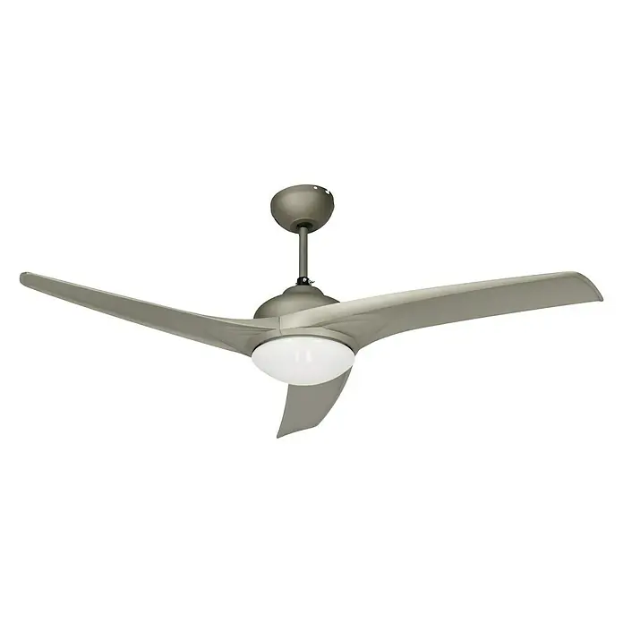 Proklima Deckenventilator Primo - Titan, Opal, 132 cm, 46 W - Moderne Deckenleuchte mit drei Flügeln und integriertem LED-Licht. Perfekt für eine stilvolle und effiziente Beleuchtung.