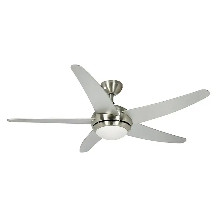 Voltomat Deckenventilator Fabiola - Silber, 132 cm - Elegante Deckenleuchte mit vier Flügeln und einem modernen Design, perfekt für jeden Raum.