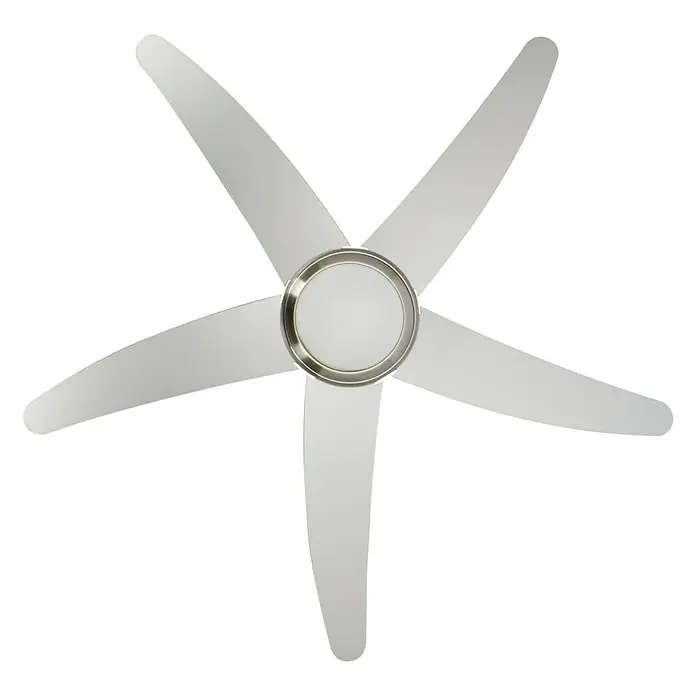 Voltomat Deckenventilator Fabiola - Silber, 132 cm - Deckenventilator mit fünf Flügeln und integrierter Lampe für eine angenehme Raumatmosphäre.