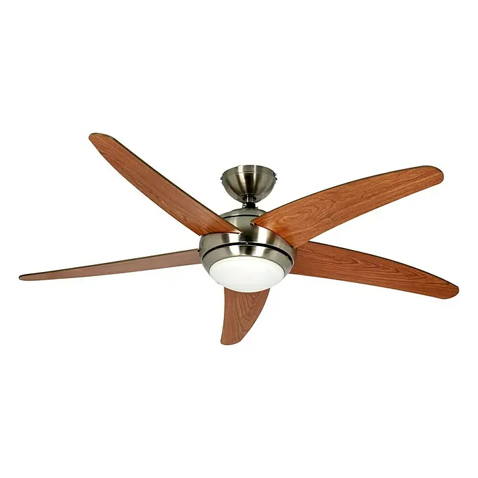 Proklima Deckenventilator Fabiola - Wenge/Kirsche, 132 cm, 60 W - Eine Deckenleuchte mit fünf Holzflügeln und einem modernen Design, ideal für eine stilvolle Raumbeleuchtung.