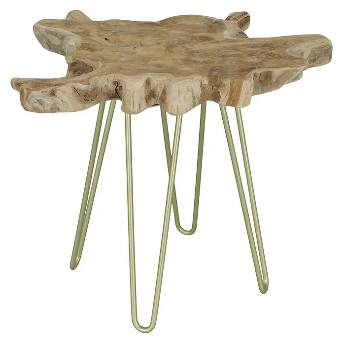 Wagner System Möbelfuß Hairpinlegs - Stahl, Höhe: 40 cm, Gold - Beistelltisch mit einer naturbelassenen Holzplatte und einem modernen, goldenen Metallgestell. Perfekt für jedes Wohnzimmer.