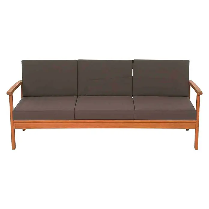 Siena Garden Loungemöbel-Set Tavira - 4 -tlg., Eukalyptus, Teakbraun - Stilvolles 3-Sitzer Gartensofa mit braunen Polstern und Holzrahmen für entspannte Stunden im Freien.