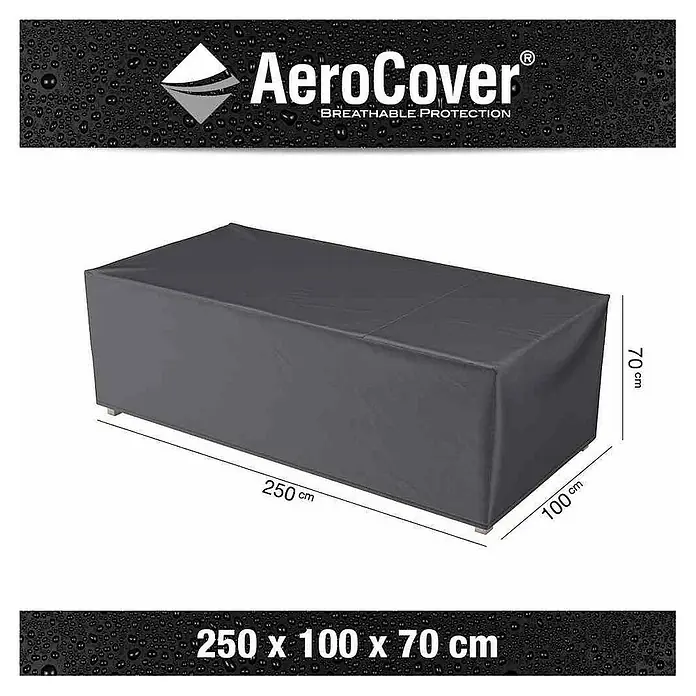 Schutzhülle Aerocover - L x B x H: 250 x 100 x 70 cm - Abdeckung für Gartenmöbel, atmungsaktiver Schutz von AeroCover, Maße 250 x 100 x 70 cm, ideal für den Außeneinsatz.
