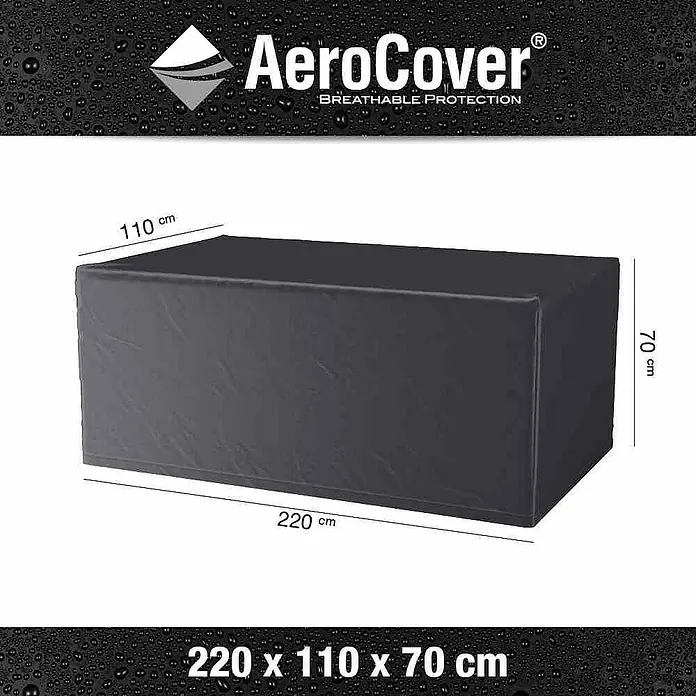 Gartentisch-Schutzhülle Aerocover - L x B x H: 220 x 110 x 70 cm, Kunststoff - Abdeckung für Gartenmöbel der Marke AeroCover, atmungsaktiver Schutz, Abmessungen 220 x 110 x 70 cm.