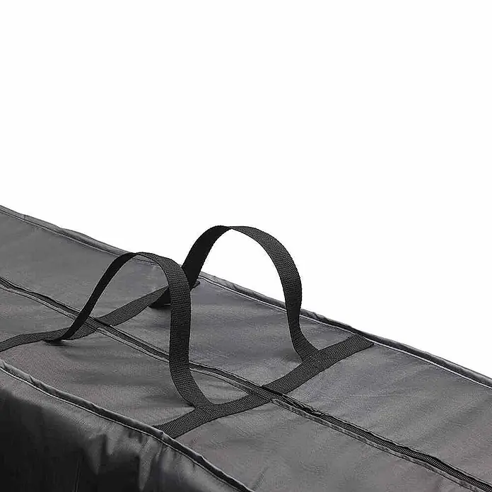 Auflagen-Schutzhülle Aerocover - L x B x H: 125 x 32 x 50 cm, Kunststoff - Nahaufnahme einer schwarzen Aufbewahrungstasche mit Tragegriffen und Reißverschluss, ideal für die Lagerung von Saisonartikeln.