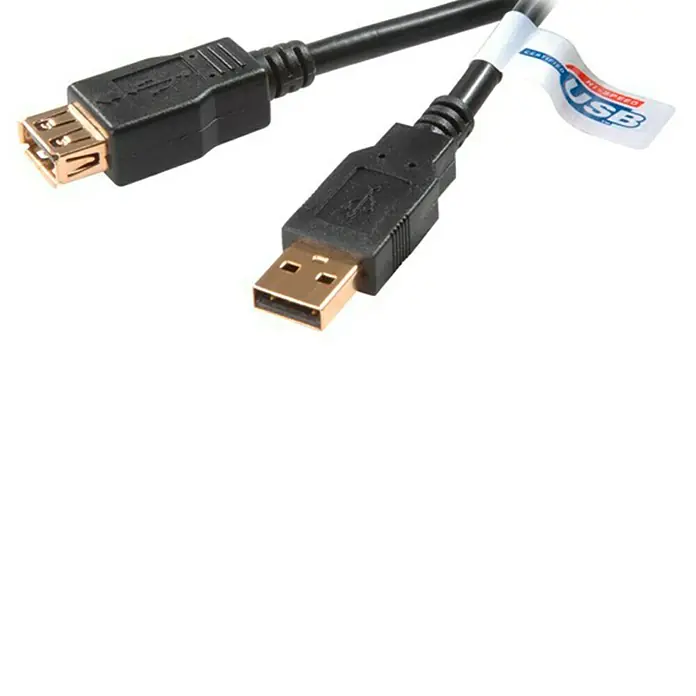 Vivanco Alargo USB - Longitud del cable: 3 m, Negro - Un cable de extensión USB negro con un conector USB-A macho y un conector USB-A hembra.