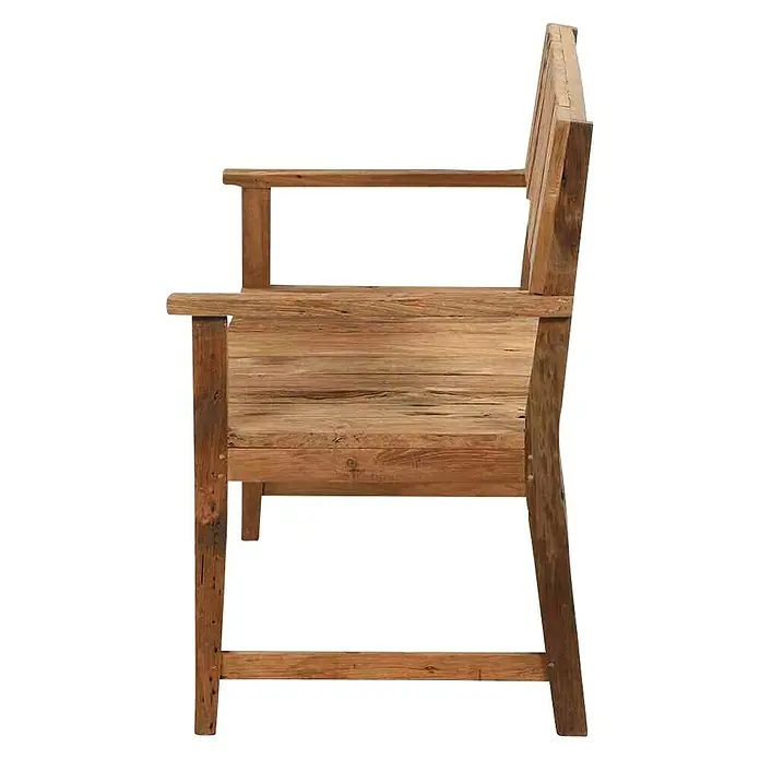 Siena Garden Gartenbank Loreo - B x T x H: 124 x 57 x 90 cm, Teak, Natur - Ein rustikaler Gartenstuhl aus massivem Holz, perfekt für den Außenbereich. Die natürliche Maserung des Holzes verleiht ihm Charakter.
