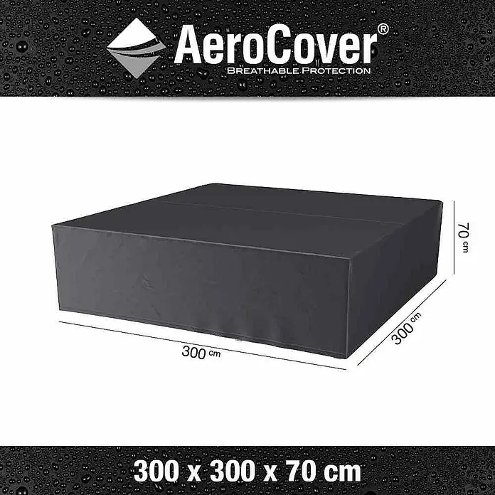 Loungemöbel-Schutzhülle Aerocover - L x B x H: 300 x 300 x 70 cm, Polyester, Anthrazit, Rechteckig - AeroCover Schutzhülle für Möbel, atmungsaktiver Schutz, rechteckig, 300 x 300 x 70 cm, ideal für den Schutz von Gartenmöbeln vor Witterungseinflüssen.