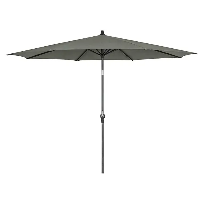 Siena Garden Marktschirm rund Avio - Olive, Durchmesser Bespannung: 300 cm - Ein grauer Gartenschirm mit einem stabilen Mittelmast, ideal für sonnige Tage im Freien.