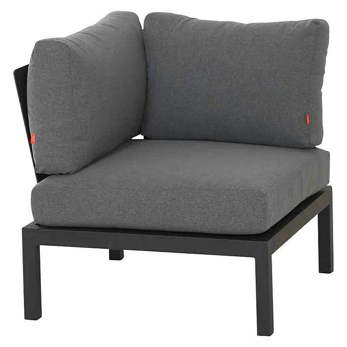 Siena Garden Loungesofa-Eckelement Alvida - L x B x H: 78 x 78 x 84 cm, Matt-Anthrazit - Graues Ecksofa-Modul mit Metallrahmen und bequemen Polstern für den Außenbereich. Stilvolle und komfortable Sitzgelegenheit.
