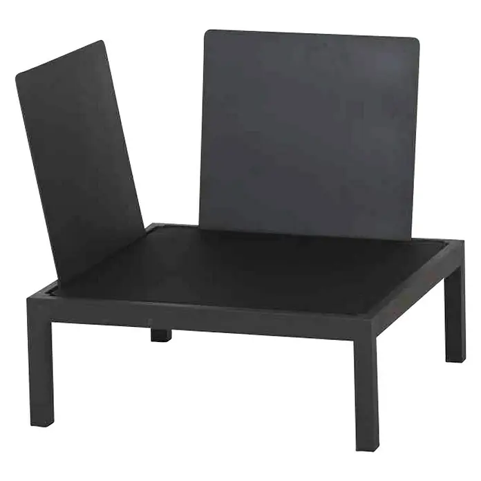 Siena Garden Loungesofa-Eckelement Alvida - L x B x H: 78 x 78 x 84 cm, Matt-Anthrazit - Moderner schwarzer Loungesessel mit quadratischer Sitzfläche und zwei Rückenlehnen, ideal für stilvolle Entspannung.