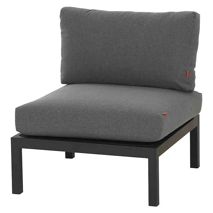 Siena Garden Loungesofa-Mittelelement Alvida - L x B x H: 78 x 70 x 84 cm, Matt-Anthrazit - Grauer Sessel mit Kissen und schwarzem Rahmen. Der Sessel ist modern und bequem, ideal für den Innen- und Außenbereich.